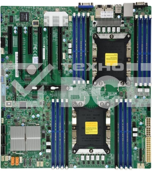 Материнская плата серверная Supermicro MBD-X11DPI-NT-B, LGA 3647, Intel C622, 16xDDR4 ECC/non-ECC, 1xM.2 PCIe 3.0 x4, 6xPCI-E 3.0 x16, 2x10Gb LAN, 4xUSB-A 3.2 Gen1, 2xUSB 2.0, 1xVGA, 1xDB9, E-ATX