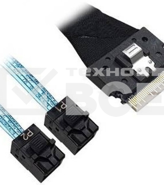 Кабель Broadcom 05-60003-00 Slimline SASx8 (SFF8654) -to- 2 SAS HD x4 (SFF8643)+ SFF9402, 1M