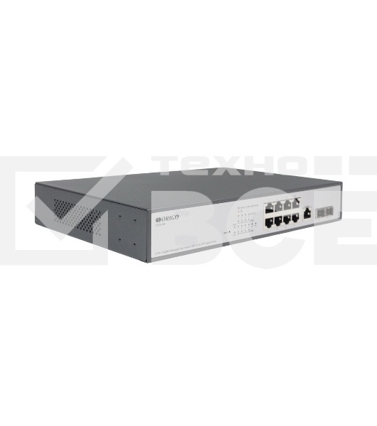 Коммутатор Managed L2 Switch 8x1000Base-T PoE, 2x1000Base-X SFP, PoE Budget 135W, RJ45 Console, 19