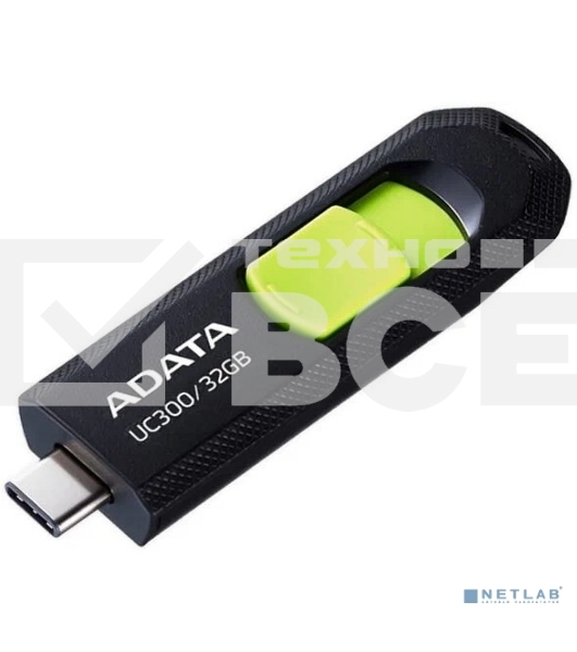 Флеш диск A-Data 32Gb Type-C UC300 ACHO-UC300-32G-RBK/GN USB3.2 черный/зеленый