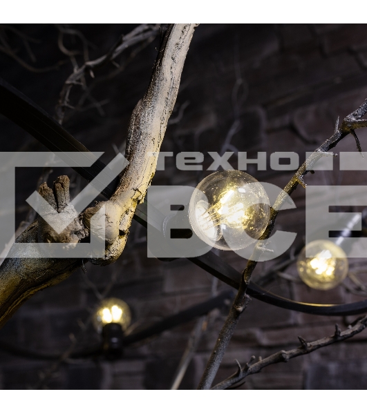 Гирлянда Neon-night LED Galaxy Bulb String 10м, черный каучук, 30 лампx6 LED теплый белый, влагостойкая IP65