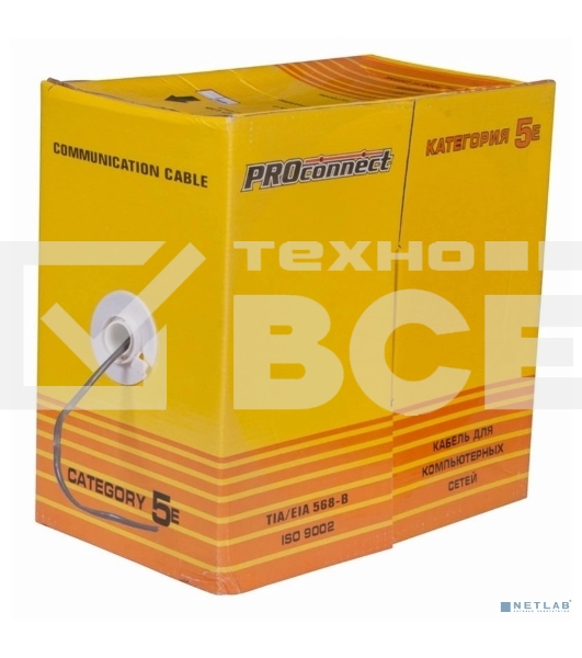 Кабель витая пара U/UTP кат.5e 2х2х24AWG solid CCA PVC сер. 305м (м) PROconnect 01-0022-3