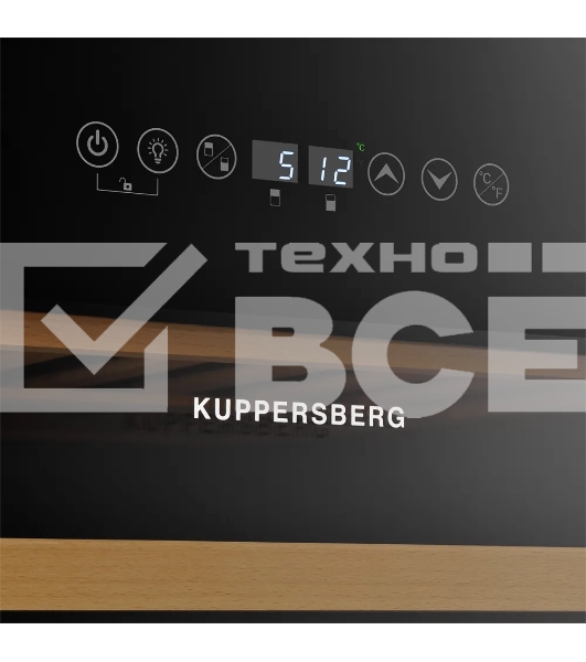 Винный шкаф Kuppersberg RBW 86, встраиваемый, High-Tech, объем 129 л, вместимость 46 бутылок, диапазон температуры 5-22 градусов, сенсорное открытие двери, 4 полки из бука, LCD дисплей, уровень шума 40 дБ, черный
