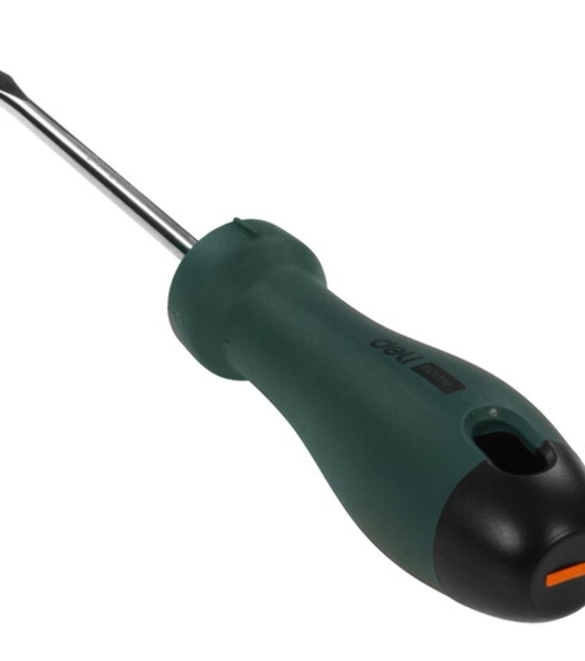 Отвертка шлицевая Home Series Green'; Deli HT1105L 5x100 мм Эксклюзивный дизайн, рукоятка из высококачественного софттач пластика