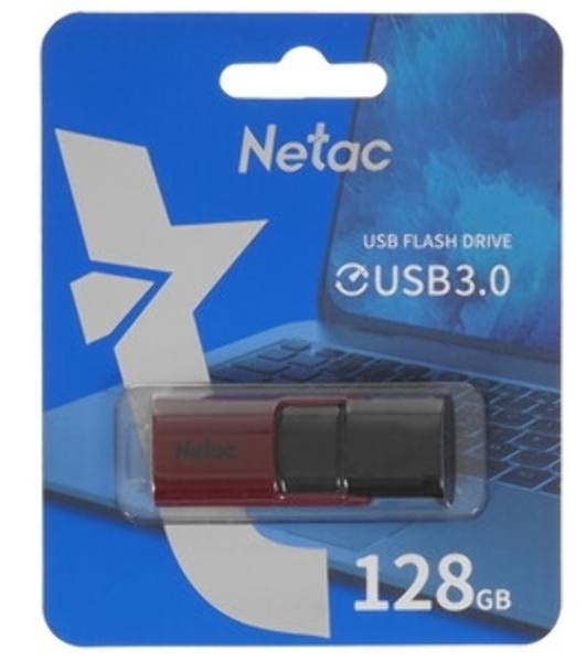 Флешка USB Netac U182 Blue (NT03U182N-128G-32BL), 128Gb, USB 3.0, R/W 70/30, белый/синий