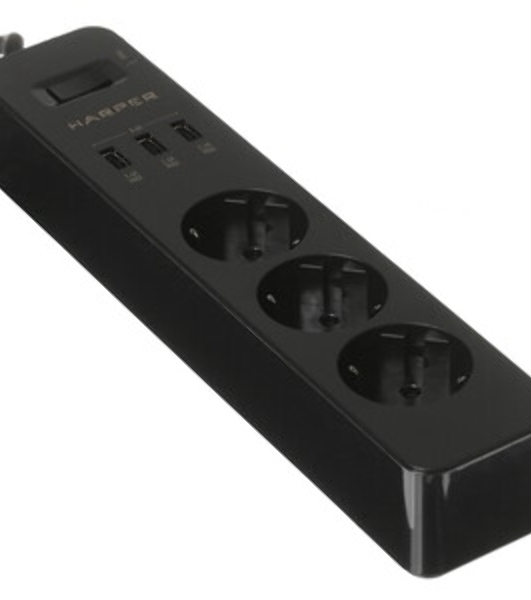 Удлинитель с USB зарядкой HARPER UCH-315 черный