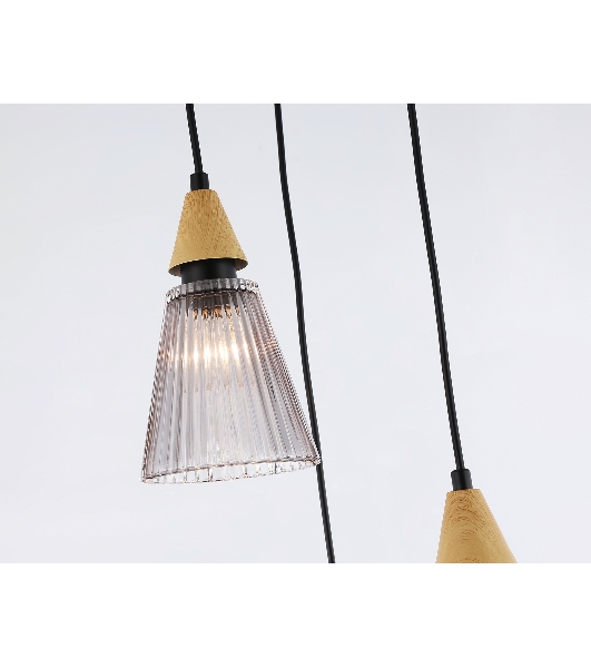 Светильник Ambrella light LH58112/3 BK/LW/SM черный/светлое дерево/дымчатый E14*3 max 40W D270*1200
