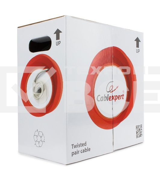 Кабель Cablexpert, UTP5e, 4 пары, 7 *0.18 мм, медь, многож., 305 м, Fluke Test, серый