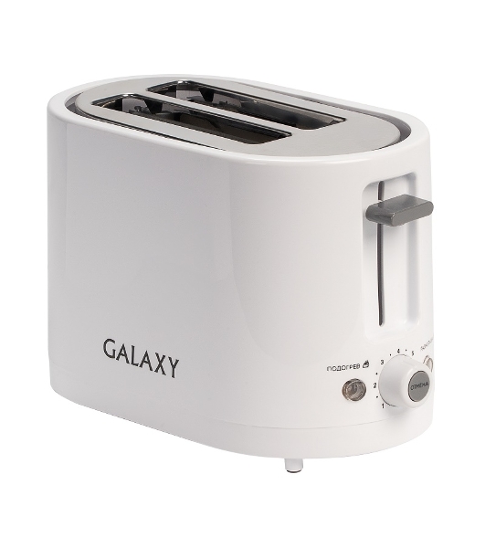 Тостер Galaxy Line GL 2908, белый, пластик, 800 Вт