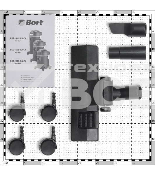 Строительный пылесос Bort BSS-1220 BLACK (93412598) 240/1200 Вт, уборка сухая/влажная, пылесборник мешок/контейнер, 20 л