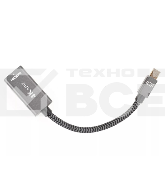 Адаптер miniDP --> HDMI-F 0.15м ,  оплетка, 4K@60Hz, Telecom (TA565)