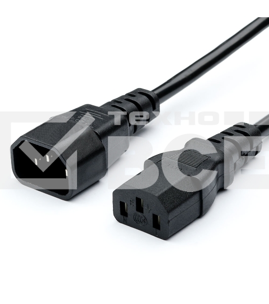 Кабель питания GoPower C14 (m)-C13 (f) 1.8м ПВХ удлинитель черный (1/10/100)