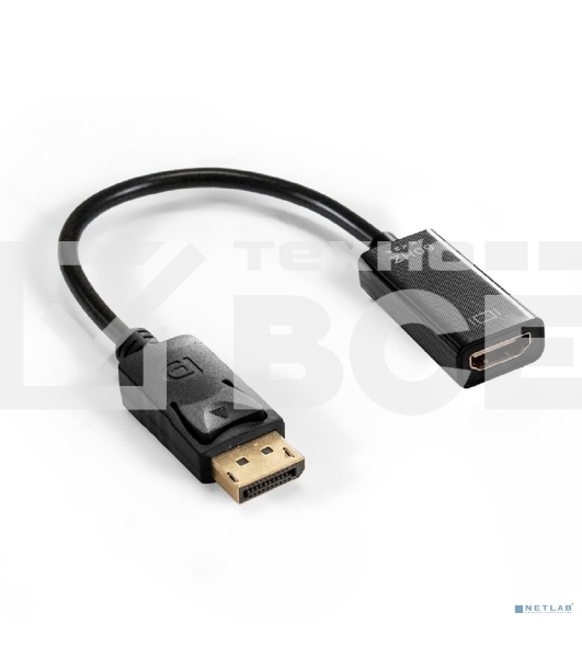 Кабель-переходник DisplayPort-HDMI ExeGate EX-DPM-HDMIF-0.2 (20M/19F, DP1.2 4K@60Hz, 0,2м)
