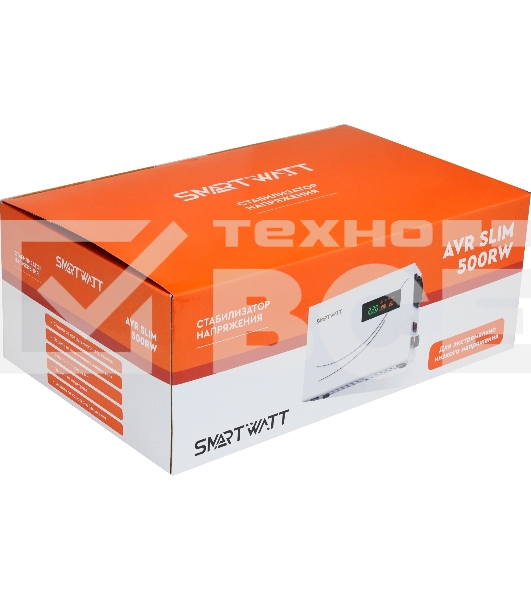 Настенный стабилизатор напряжения SMARTWATT AVR SLIM 500RW (100W - 260W, 500VA, 0.5 кВт, 50 Гц, розеток — 1, LED-диспле