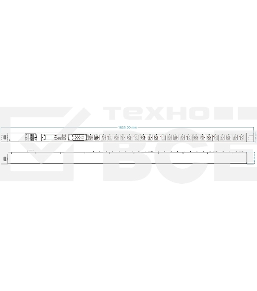 Блок распределения питания Powercom PDU-32AVMS24-18C3-6C9-3P верт.размещ. 18xC13 6xC19 с сетевым мониторингом 3x32A EN 60309 2м
