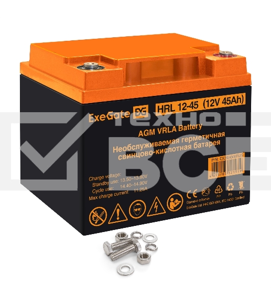 Аккумуляторная батарея ExeGate HRL 12-45 (12V 45Ah, под болт М6)