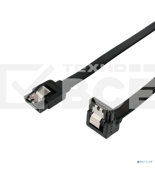 Кабель интерфейсный SATA Cablexpert CC-SATAM-DATA90-BL-50CM, Sata3 7pin/7pin, мет.защелка, угловой разъем, 50 см, черный, пакет