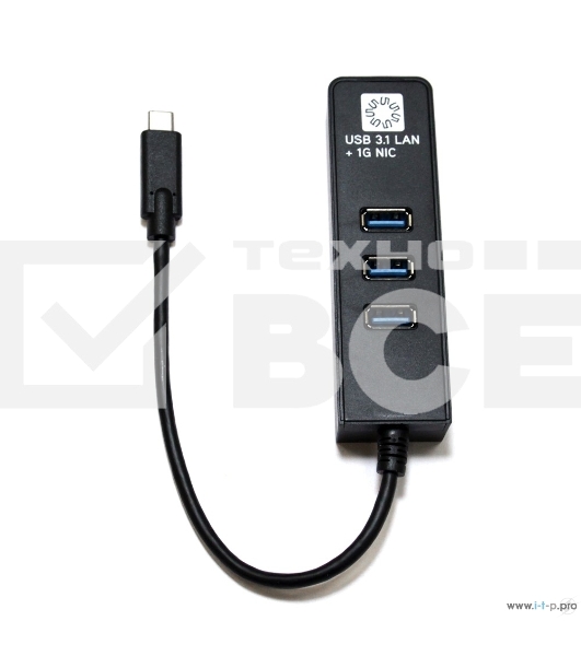 Кабель-адаптер 5bites UA3C-45-10BK USB3.1, 3хUSB3.0, RJ45 1G, черный