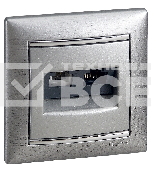 Valena Розетка двойная RJ45 кат.6е UTP + RJ11, алюм. Valena Розетка двойная RJ45 кат.6е UTP + RJ11, алюм.