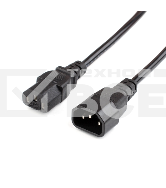 Кабель питания GoPower C14 (m)-C13 (f) 1.8м ПВХ удлинитель черный (1/10/100)