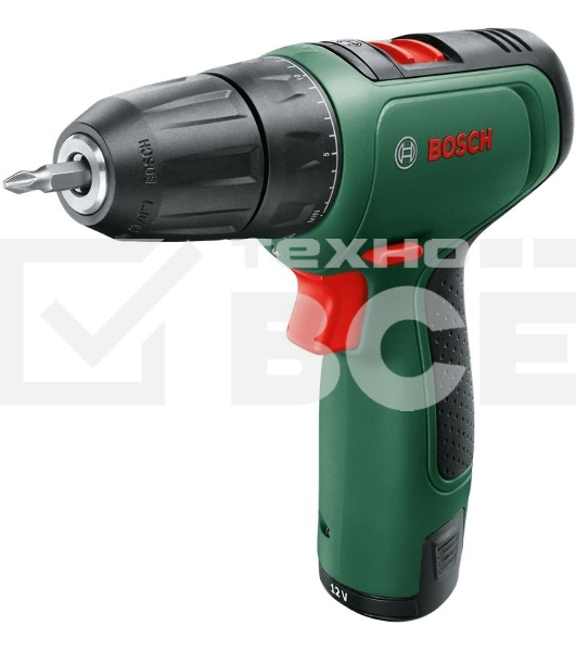 Дрель-шуруповерт Bosch EasyDrill 1200, 12 В, 1.5 Ач, 30 Нм, щеточный