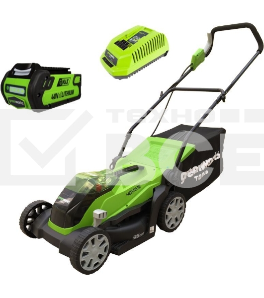 Газонокосилка аккум.GREENWORKS 2501907UA40В 35см (в компл. 1 аккум 40В 2 А/ч + ЗУ)
