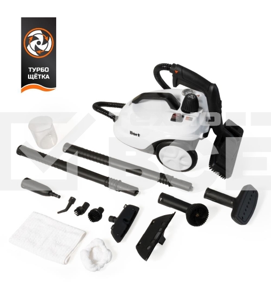 Пароочиститель Bort BDR-5000 Turbo (93412963) Мощность 2200 Вт; Макс давление 5 бар; Постоянная подача пара 50 г/мин; Температура пара 152 °С; Объем бойлера 2 л; Время нагревания 480 с; Время непрерывной работы 40 мин; Длина шланга 1,5 м; Длина шнура питания 4 м; Размер 380x270x250 мм; Напряжение 220 В; Частота тока 50 Гц; Вес изделия 3,7 кг; Пароочиститель; Конструкция Напольный; Материал Корпуса Пластик; ; ; ; Защита от перегрева; ; ; Вес брутто=6,4 (Вес нетто=5) кг; 47 x 33 x 34; набор аксессуаров 13 шт; Индикатор нагрева, Набор насадок в комплекте; гарантия 2 г