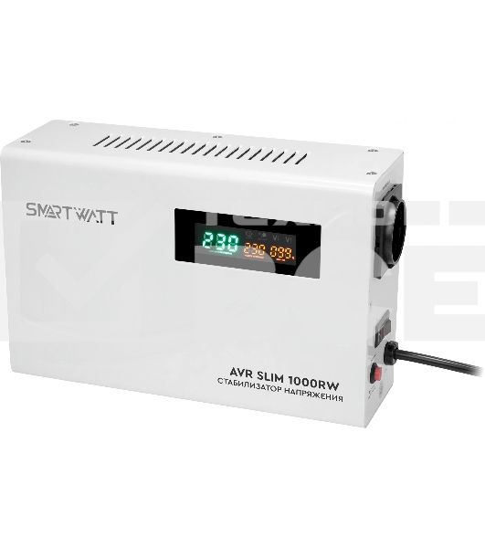 Настенный стабилизатор напряжения SMARTWATT AVR SLIM 1000RW (100W - 260W, 1000VA, 1 кВт, 50 Гц, розеток - 1, LED-дисплей