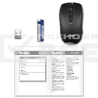 Мышь беспроводная SVEN RX-220W черный, 1600 dpi, радиоканал, USB, кнопки - 4