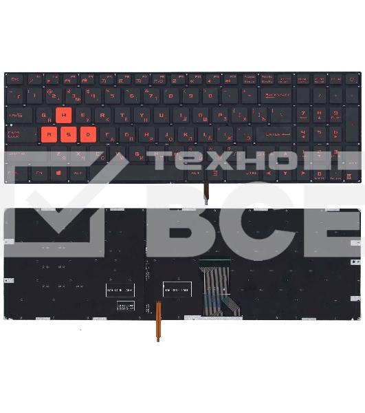 Клавиатура для ноутбука Asus GL702 черная с красной подсветкой
