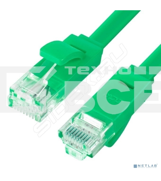 Патч-корд Greenconnect плоский прямой PROF  15.0m UTP медь, кат.6, зеленый, позолоченные контакты, 30 AWG, Premium ethernet high speed 10 Гбит/с, RJ45, T568B (GCR-LNC625-15.0m)