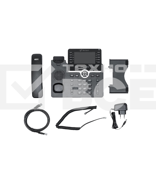IP-телефон Flat-Phone B10: 20 SIP-аккаунтов, 2 порта 10/100/1000BASE-T (RJ-45), ЖК-дисплей, PoE, адаптер питания 220В