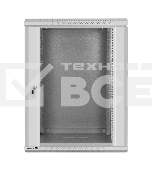 Шкаф телекоммуникационный 19' настенный 15U ExeGate EC-WM-15U.450.G.GREY (19”, 15U, 600x450x769mm (ШхГхВ), передняя дверь закаленное стекло, съемные боковые панели, пыле- и влагозащита IP23, светло-серый RAL 7035, 2 коробки)