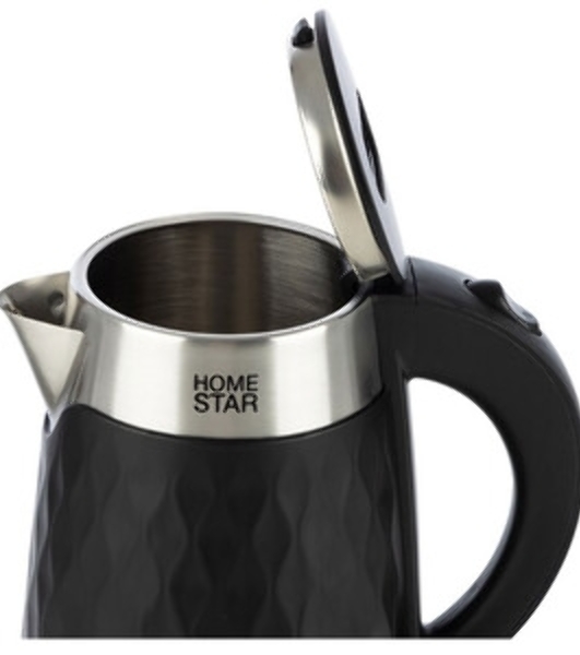 Чайник электрический Homestar HS-1021 1500 Вт, 1.7 л, нержавейка+пластик, черный, двойной корпус