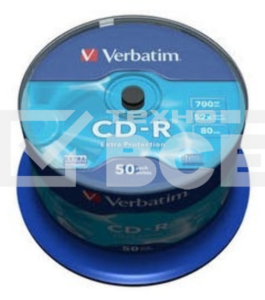 Диск CD-R Verbatim 700Mb 52x Cake Box (50шт) (43351)