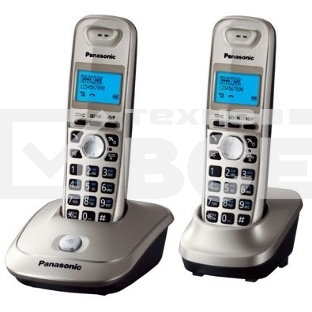 Телефон беспроводной (DECT) Panasonic KX-TG2512RUN (платиновый) {Доп трубка в комплекте,АОН, Caller ID,спикерфон на трубке,полифония}