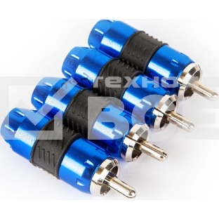 Коннектор Kicx RCA-4BL Комплект из 4-х прямых металлических RCA коннекторов в упаковке, наконечники с никилерованным покрытием, диаметр под RCA кабель до 9мм. (упак.:4шт)