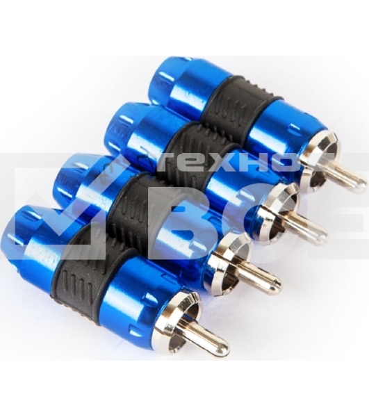 Коннектор Kicx RCA-4BL Комплект из 4-х прямых металлических RCA коннекторов в упаковке, наконечники с никилерованным покрытием, диаметр под RCA кабель до 9мм. (упак.:4шт)