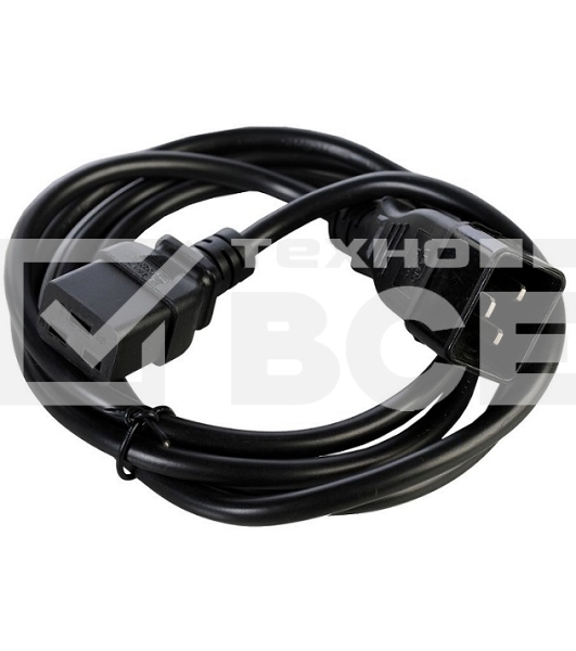 Шнур питания ЦМО с заземлением IEC 60320 C19/IEC 60320 C20, 16А/250В (3x1,5), длина 3 м. (R-16-Cord-C19-C20-3)