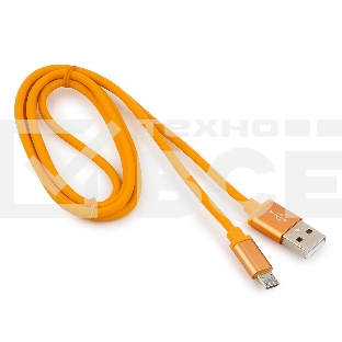 Кабель USB 2.0 Cablexpert CC-S-mUSB01O-1M, AM/microB, серия Silver, длина 1м, оранжевый, блистер 