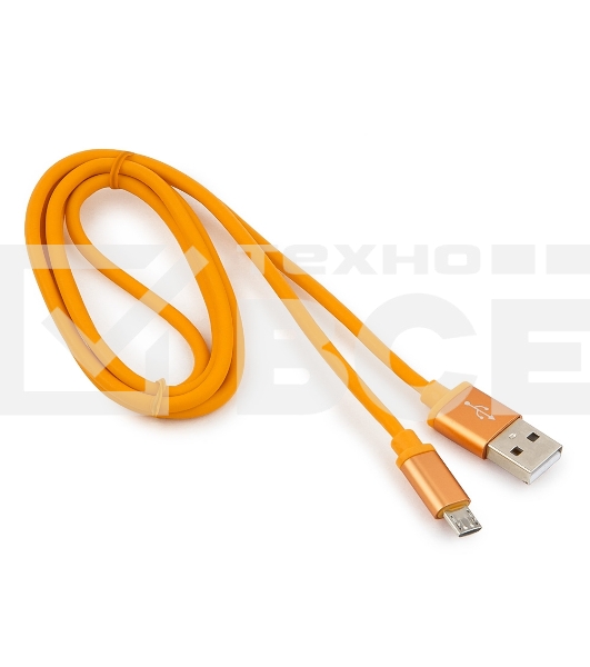 Кабель USB 2.0 Cablexpert CC-S-mUSB01O-1M, AM/microB, серия Silver, длина 1м, оранжевый, блистер 