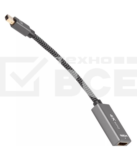 Адаптер miniDP --> HDMI-F 0.15м ,  оплетка, 4K@60Hz, Telecom (TA565)