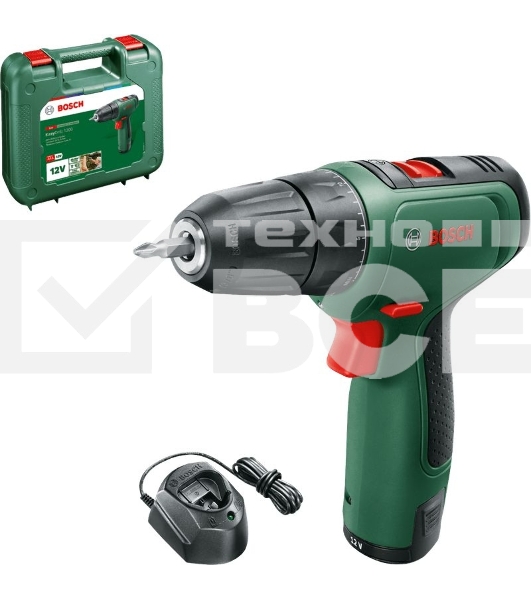 Дрель-шуруповерт Bosch EasyDrill 1200, 12 В, 1.5 Ач, 30 Нм, щеточный