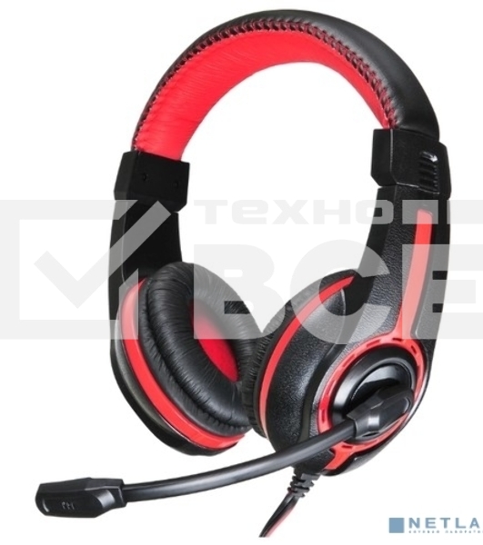 Наушники с микрофоном Oklick HS-L200 черный/красный 2м мониторы оголовье (Y-819)