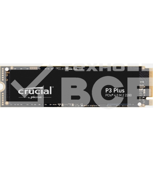 Накопитель SSD Crucial P3 Plus, 2Tb, PCIe 4.0 x4, M.2 2280, NVMe, R/W 5000/4200
