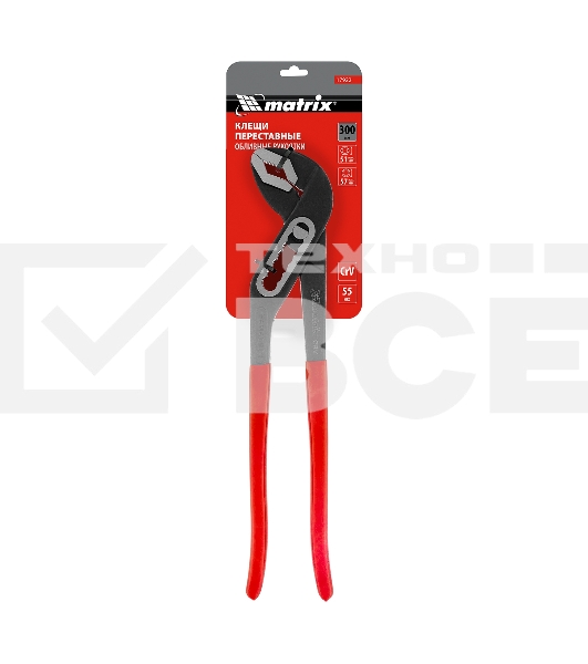 Переставные клещи Matrix 300 мм, хром-ванадий, обливные рукоятки