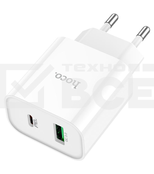 Блок питания (сетевой адаптер) HOCO C80A Plus, QC3.0, 20W, белый