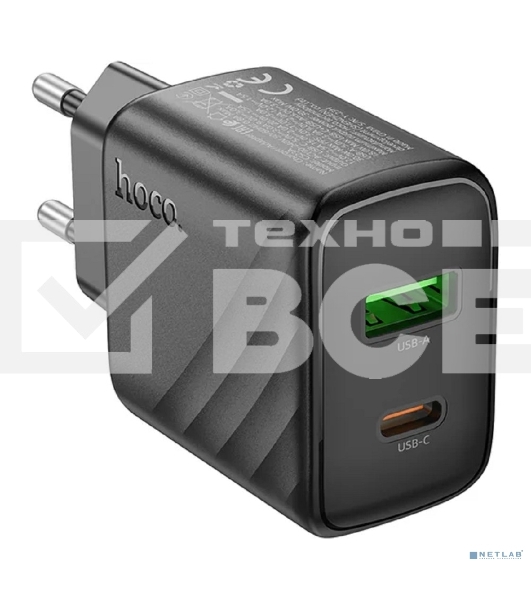 Сетевое зарядное устройство Hoco 30Вт, 3А, QC3.0/PD, 1хUSB, 1хType-C, CS23A, черный, коробка