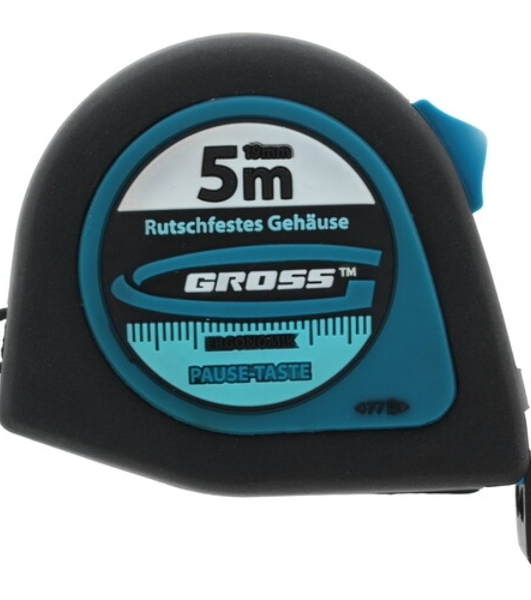 Рулетка GROSS 31102 ''ergonomisch'' 5м x 19мм магнитный обрезиненный зацеп
