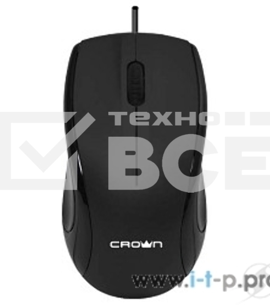 Мышь проводная Crown CMM-31 черный, 1000 dpi, USB, кнопки - 3